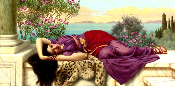 John William Godward - Dolce Far Niente (1906). Free illustration for personal and commercial use.