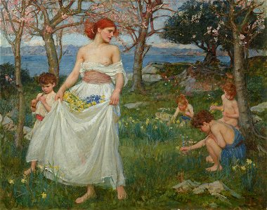 John William Waterhouse - A Song of Springtime. Free illustration for personal and commercial use.
