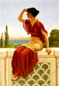 John William Godward - The Signal. Free illustration for personal and commercial use.