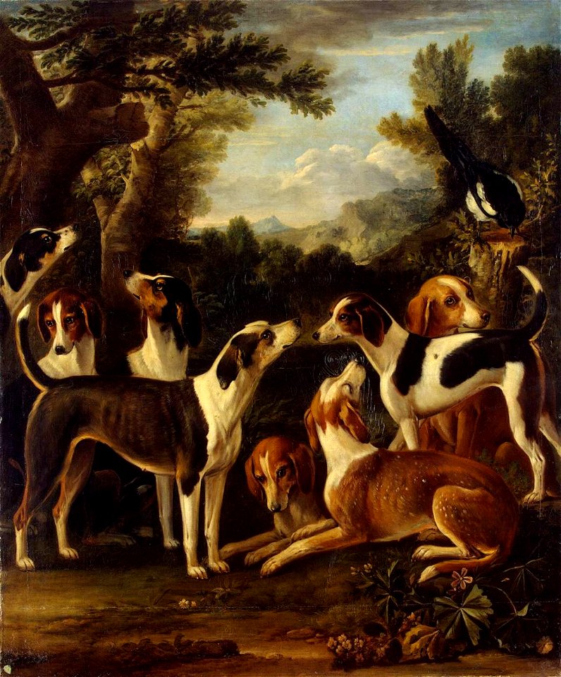 John Wootton - Hounds and a Magpie - WGA25864