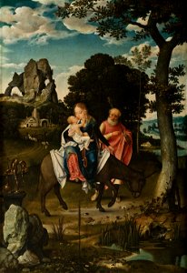 Joos van Cleve - La huida a Egipto