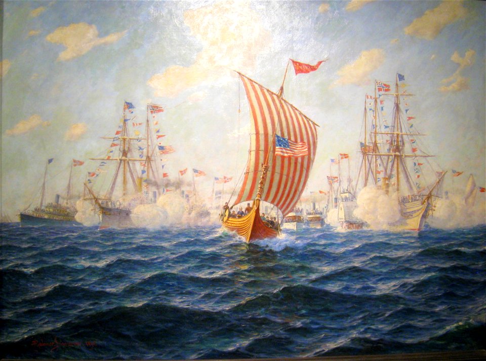 Hjalmar Johnssen - Viking arrives in Chicago - Vikings mottagelse i Chicago 12. juni 1893 - IMG 9293 (cropped)