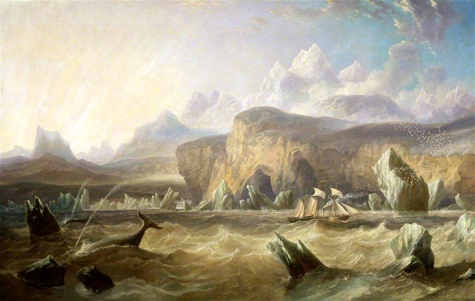 John Wilson Carmichael (1799-1868) - A Whaler off a Mountainous Coast - BHC1213 - Royal Museums Greenwich