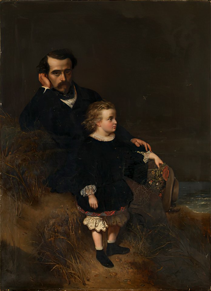 Joseph Coomans - Self-portrait of the painter with his son Oscar