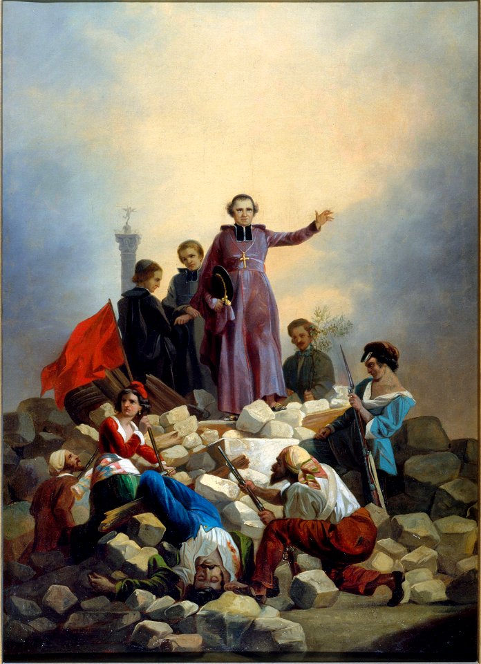 Joseph Félon - Monseigneur Affre sur la barricade, faubourg Saint-Antoine le 26 juin 1848 - P1543 - Musée Carnavalet