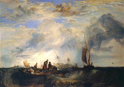 Joseph Mallord William Turner (1775-1851) - Entrance of the Meuse, Orange-Merchant on the Bar, Going to Pieces, Brill Church bearing S. E. by S., Masensluys E. by S. - N00501 - National Gallery