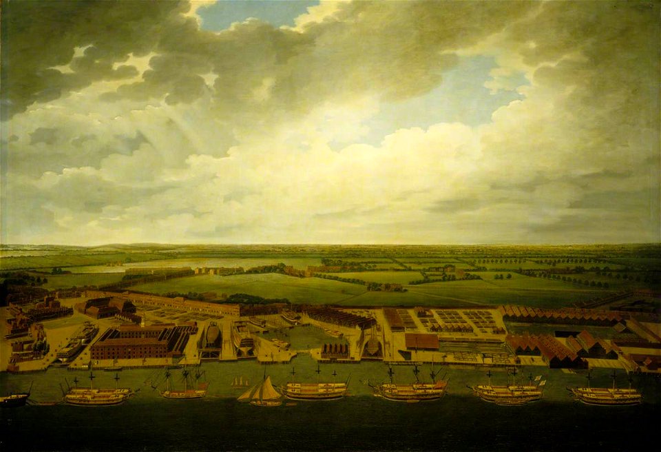 Joseph Farington (1747-1821) - Deptford Dockyard - BHC1874 - Royal Museums Greenwich