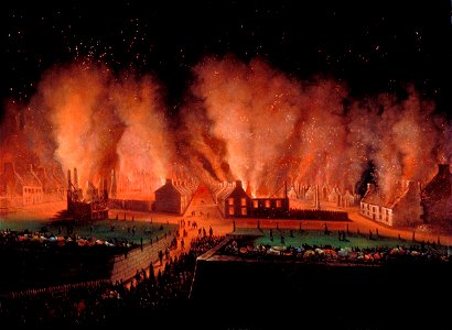 Joseph Légaré - L’Incendie du quartier Saint Jean à Québec, vu vers l’ouest (1845)