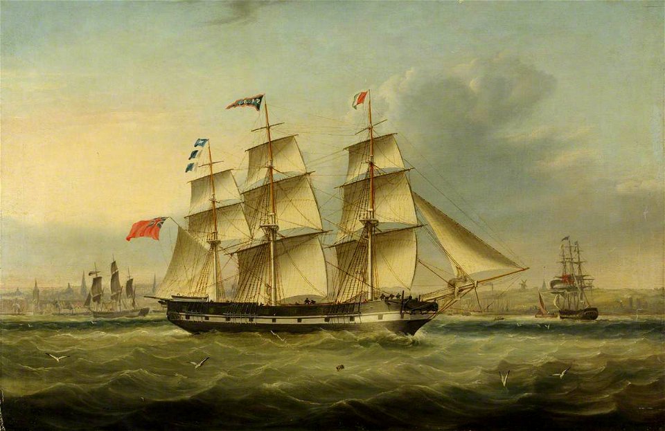 Joseph Heard (1799-1859) - The Ship 'Sir Walter Scott' Arriving in New York, 1832 - BHC3641 - Royal Museums Greenwich