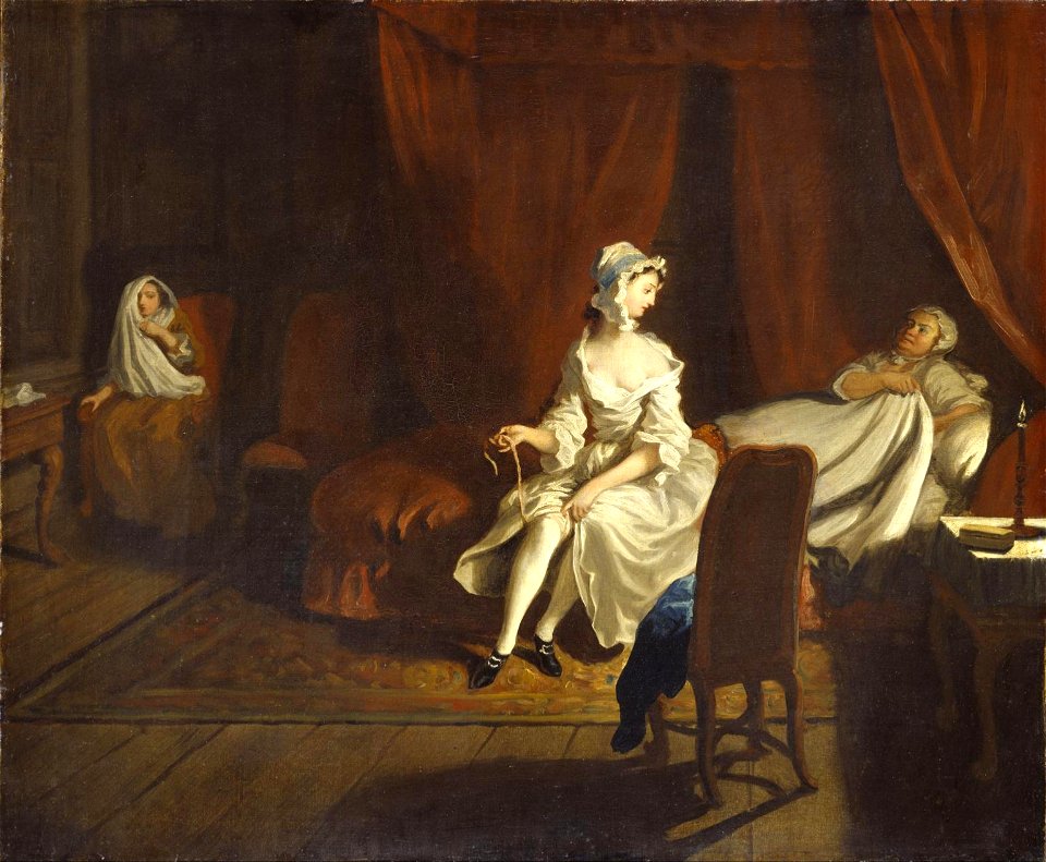Joseph Highmore (1692-1780) - VII, Pamela in the Bedroom with Mrs Jewkes and Mr B. - N03574 - National Gallery