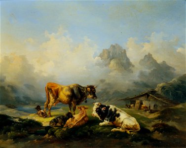 Joseph Heicke - Alm mit Rindern - 5611 - Österreichische Galerie Belvedere