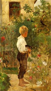 Joseph Hasslwander - Knabe mit Katze im Garten - 4503 - Österreichische Galerie Belvedere