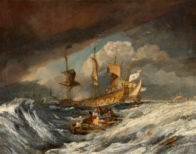 Joseph Mallord William Turner - Boats Carrying Out Anchors to the Dutch Men of War - 2014.136.52 - Corcoran Gallery of Art