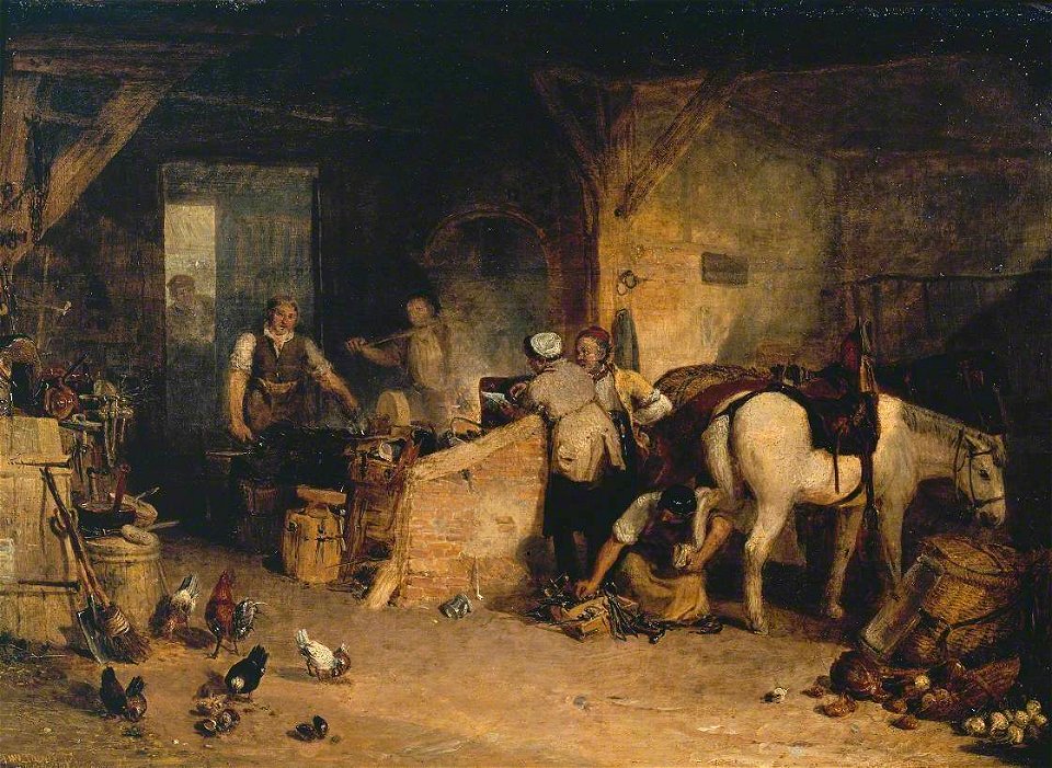 Joseph Mallord William Turner (1775-1851) - A Country Blacksmith Disputing upon the Price of Iron, and the Price Charged to the Butcher for Shoeing his Poney - N00478 - National Gallery