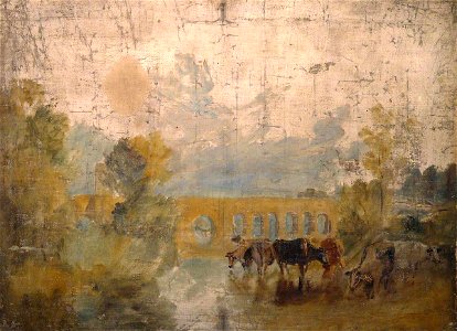 Joseph Mallord William Turner (1775-1851) - Caversham Bridge with Cattle in the Water - N02697 - National Gallery