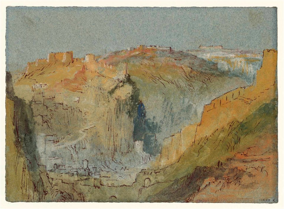 Joseph Mallord William Turner, View up the Alzette Valley, Luxembourg, with the Fortifications of the Rham Plateau c.1839