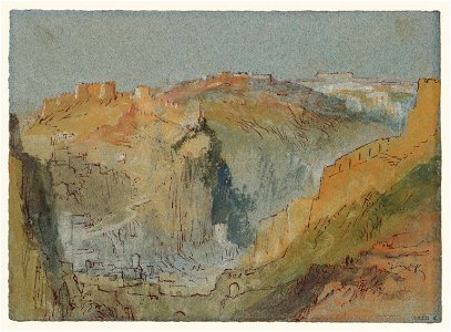 Joseph Mallord William Turner, View up the Alzette Valley, Luxembourg, with the Fortifications of the Rham Plateau c.1839