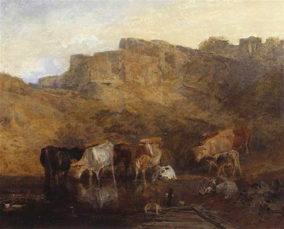 Joseph Mallord William Turner (1775-1851) - The Quiet Ruin, Cattle in Water, A Sketch, Evening - N00487 - National Gallery