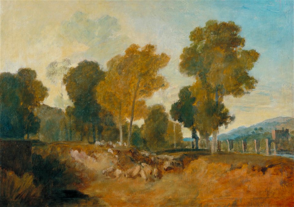 Joseph Mallord William Turner - Trees beside the River, with Bridge in the Middle Distance - Google Art Project