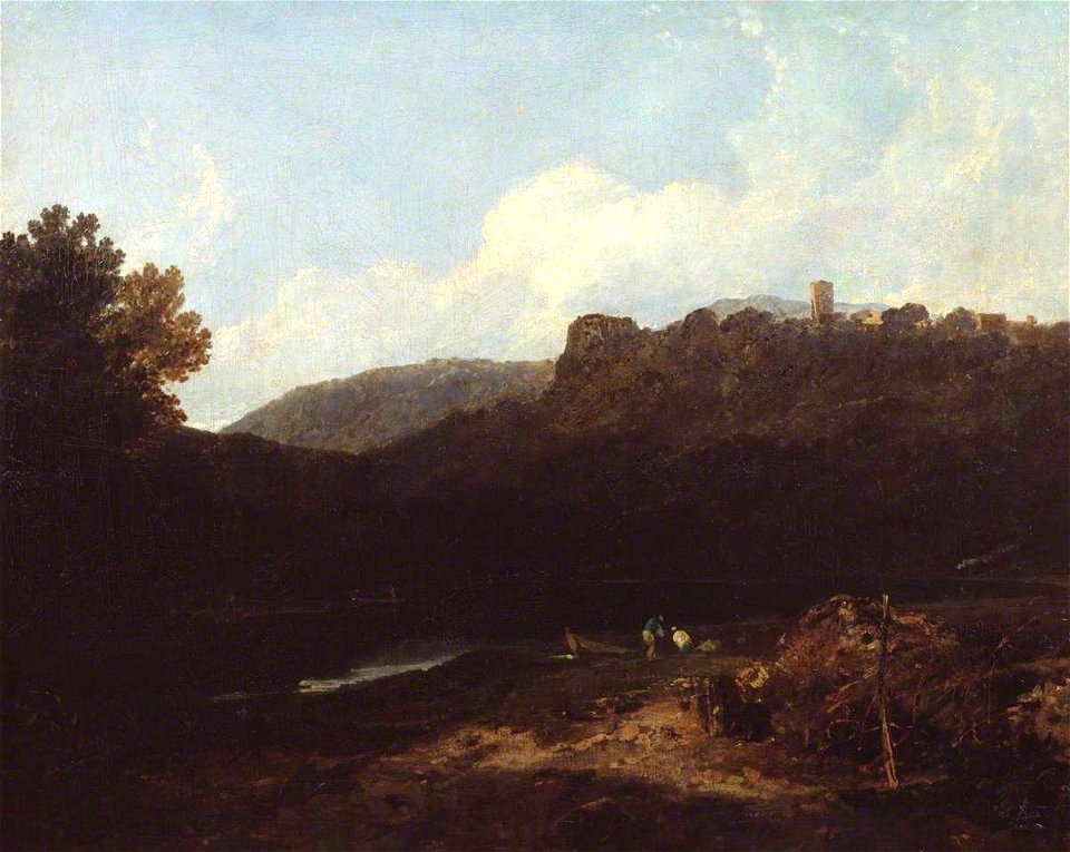 Joseph Mallord William Turner (1775-1851) - View in Wales, Mountain Scene with Village and Castle - Evening - N00466 - National Gallery