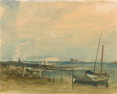 Joseph Mallord William Turner - Coast Scene with White Cliffs and Boats on Shore - Google Art Project