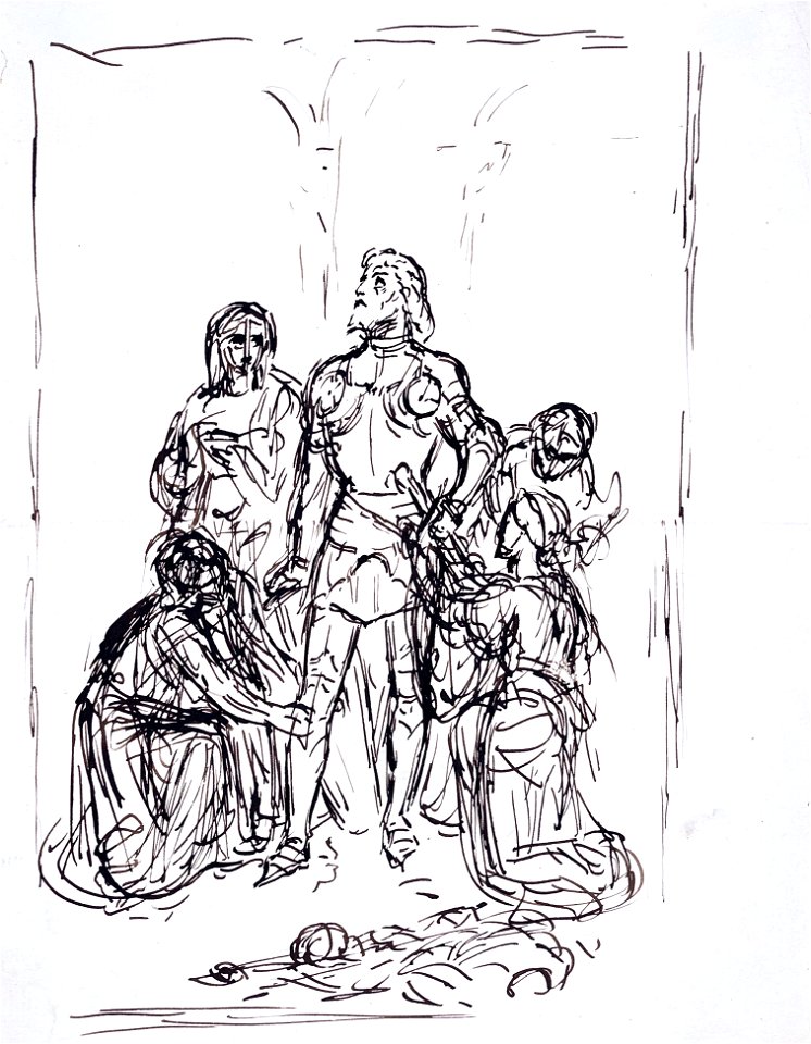 Joseph Noel Paton - Study of John Bunyan’s ‘Christian Arming’ - Paton-63594