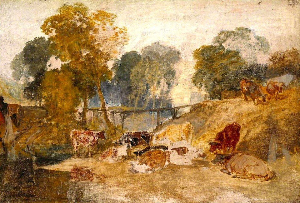 Joseph Mallord William Turner (1775-1851) - Cows in a Landscape with a Footbridge - N04657 - National Gallery