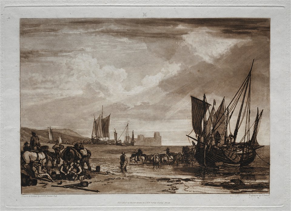 Joseph Mallord William Turner (British, 1775-1851) - Liber Studiorum, Vessels Unloading - 1919.125 - Cleveland Museum of Art