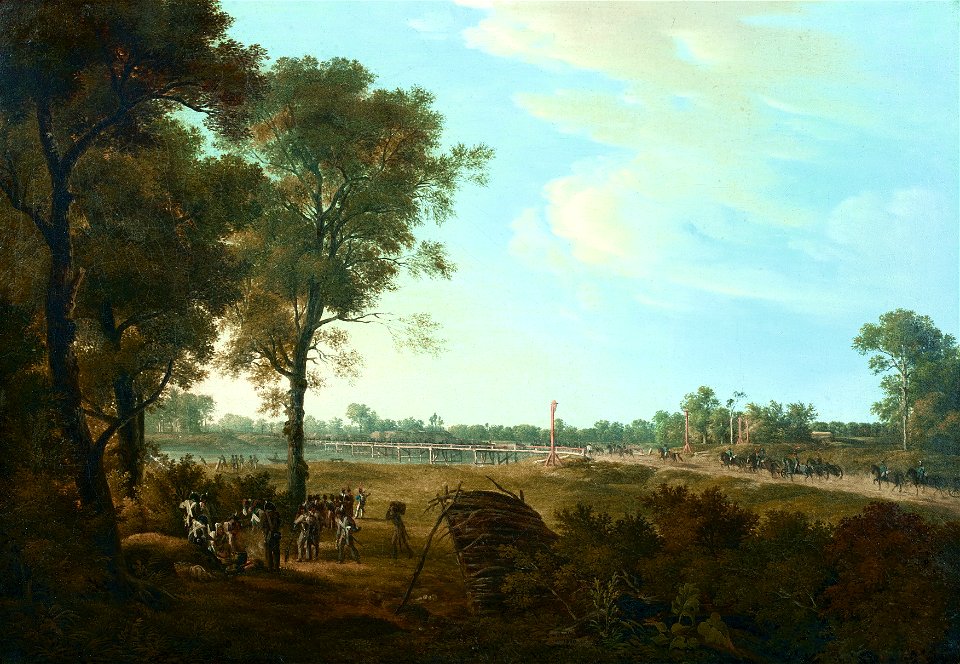 Joseph Rebell - Szene aus den Napoleonischen Kriegen, Der Beginn des Brückenkopfes in der Lobau - 7271 - Österreichische Galerie Belvedere
