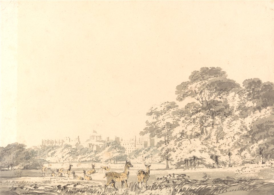 Joseph Mallord William Turner - Windsor Castle and Park with Deer - Google Art Project