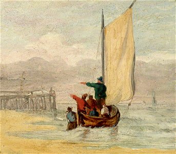 Joseph Stannard (1797-1830) (attributed to) - Fishing Boat off a Jetty - 515514.5 - National Trust