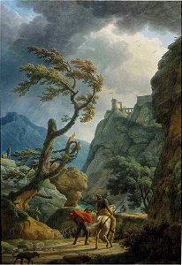 Joseph Vernet - Soldiers in a Mountain Gorge, with a Storm - WGA24728
