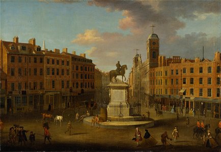 Joseph Nickolls - Charing Cross, with the Statue of King Charles I and Northumberland House - Google Art Project