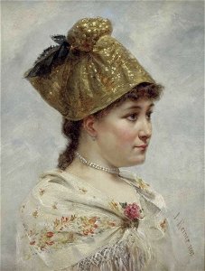 Joseph Reiner Bildnis einer jungen Frau mit Goldhaube 1892