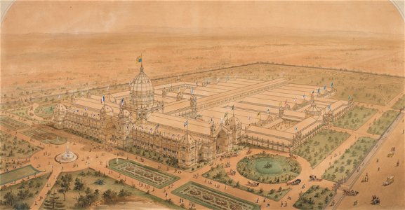 Joseph Reed - The Exhibition Building Melbourne 1880, from the South East Showing the Main Hall - Google Art Project
