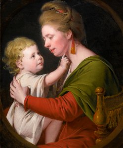 Joseph Wright of Derby Portrait of Jane Darwin and her son William Brown Darwin. Free illustration for personal and commercial use.