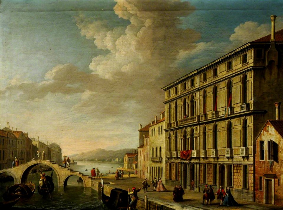 Joseph Nicholls (1692-1760) - The Cannaregio with the Palazzo Suriano Bellotto and a Bridge - 960072 - National Trust
