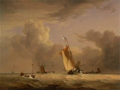 Joseph Stannard - Fishing Smack and Other Vessels in a Strong Breeze - Google Art Project. Free illustration for personal and commercial use.