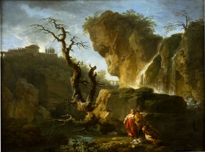 Joseph Vernet - Paysage avec un arbre mort, deux hommes et une femme