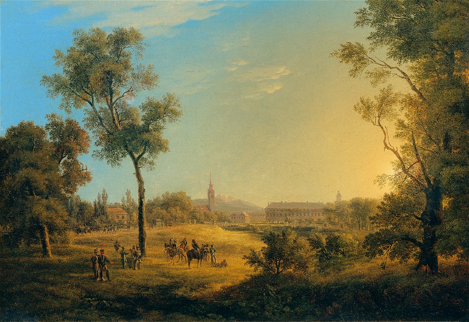 Joseph Rebell - Szene aus den Napoleonischen Kriegen, Ansicht von Kaiserebersdorf - 7273 - Österreichische Galerie Belvedere