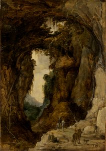 Josse de Momper the Younger - Landscape with Grotto and a Rider - 1965.134 - Yale University Art Gallery