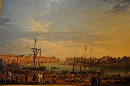 Joseph Vernet, vue du port de Dieppe,1765. Free illustration for personal and commercial use.