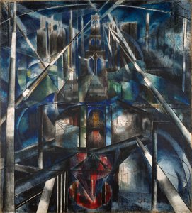 Joseph Stella, 1919-20, Brooklyn Bridge, oil on canvas, 215.3 x 194.6 cm, Yale University Art Gallery. Free illustration for personal and commercial use.