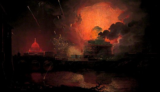 Joseph Wright of Derby (1734-1797) - Firework Display at Castel Sant'Angelo - 1961P34 - Birmingham Museums Trust