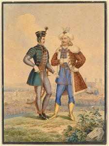 Joseph Zahradniczek Husar und Osmane vor einer Stadt 1841