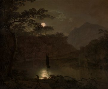 Joseph Wright of Derby - A Lake by Moonlight - Google Art Project. Free illustration for personal and commercial use.