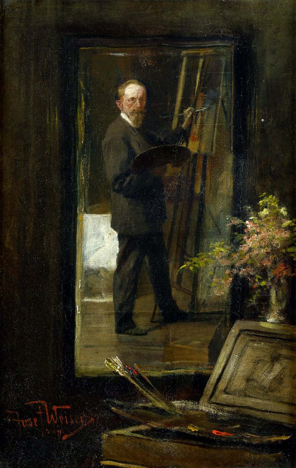 Joseph Weiser Selbstbildnis an der Staffelei