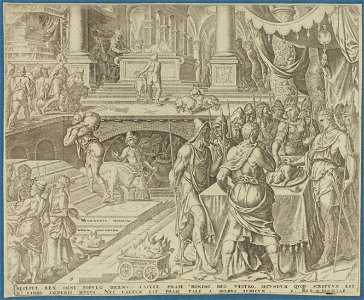 Josiah Celebrating Passover 1569 print by Maarten van Heemskerck, S.I 55728, Prints Department, Royal Library of Belgium