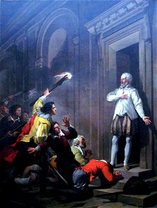 Joseph-Benoît Suvée - Admiral de Coligny impressing his murderers