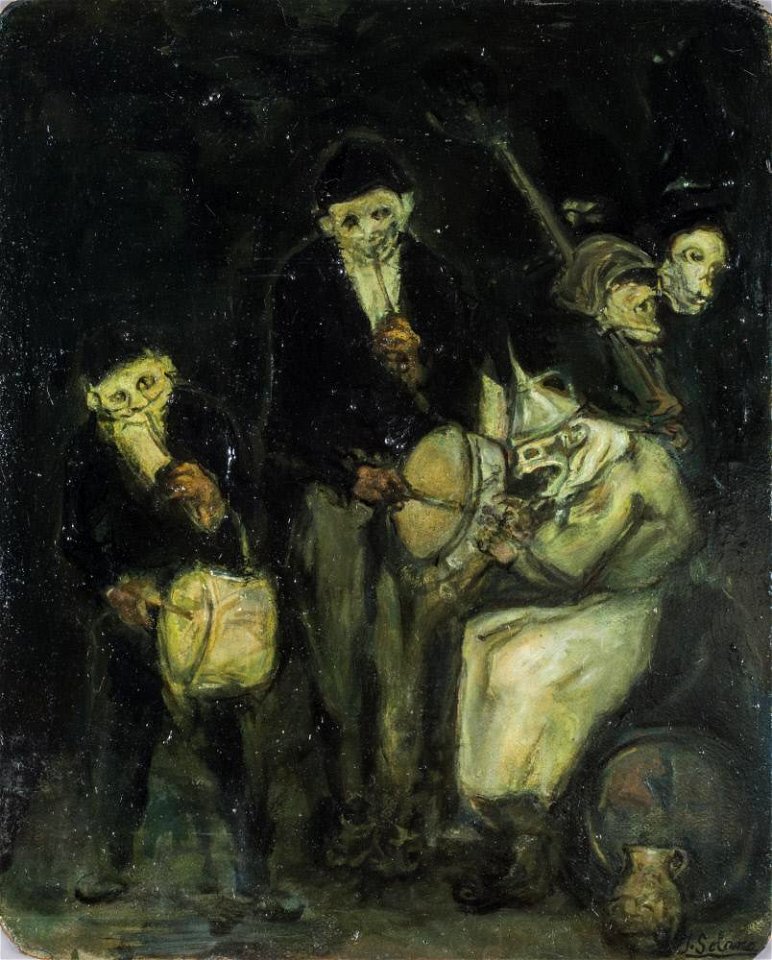 José Gutiérrez Solana - Masked Street Musicians (Murga ó Máscaras Tocando) - LA2403 - Hispanic Society of America
